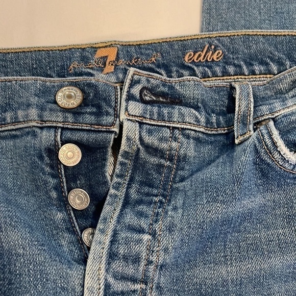 7 For All Mankind Edie High Waist Crop Straight Jeans with Frayed Seams Size 10 - Picture 8 of 13